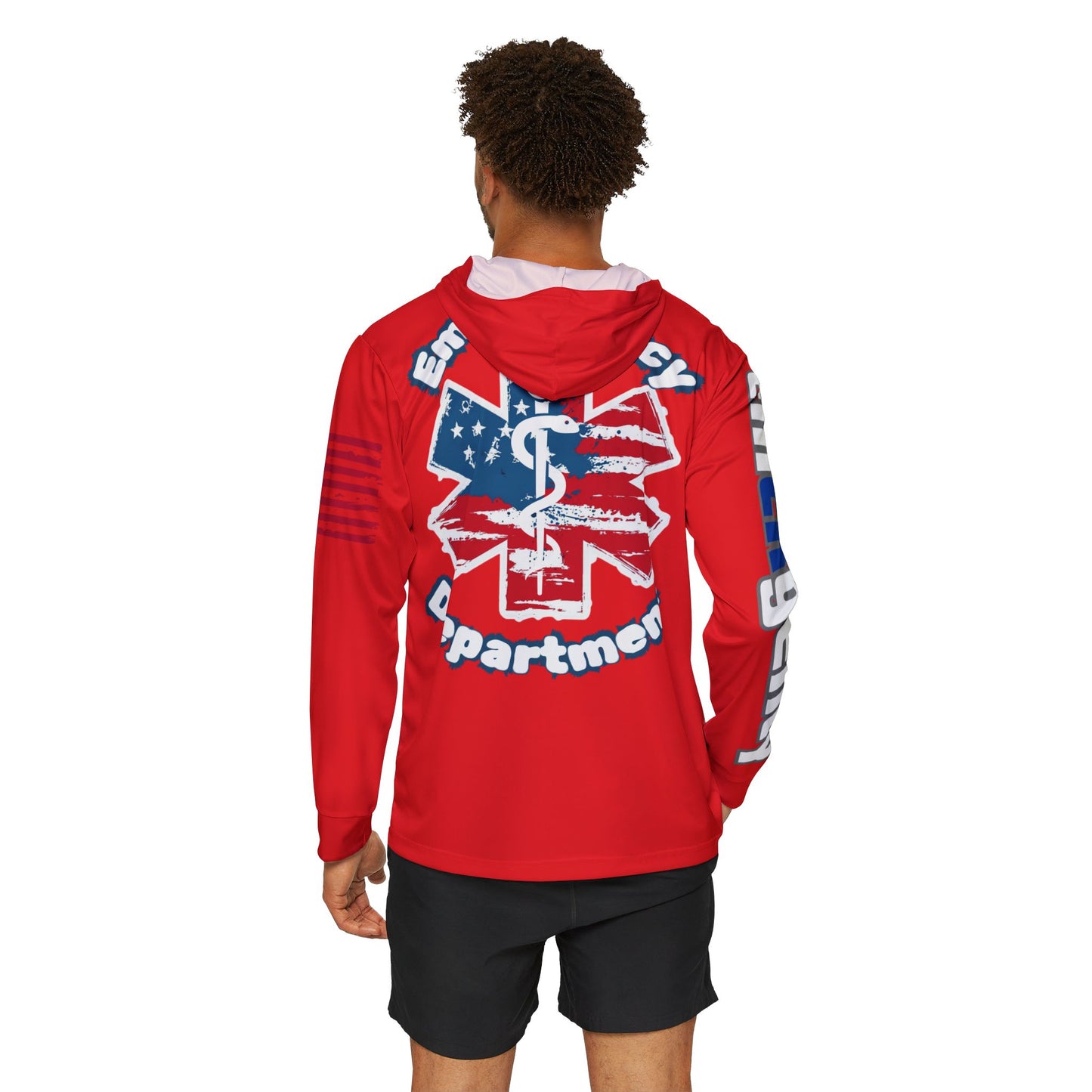 Patriotic Emergency Department Wicking  Sports Warmup Hoodie (AOP)