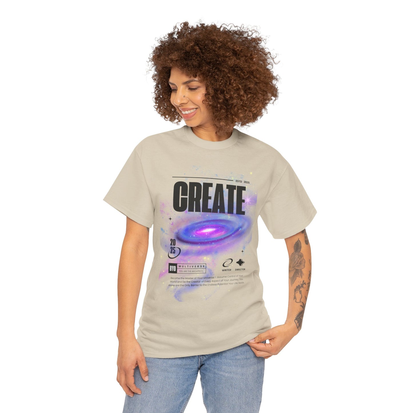 Manifest inspiring create your universe  Unisex Heavy Cotton Tee