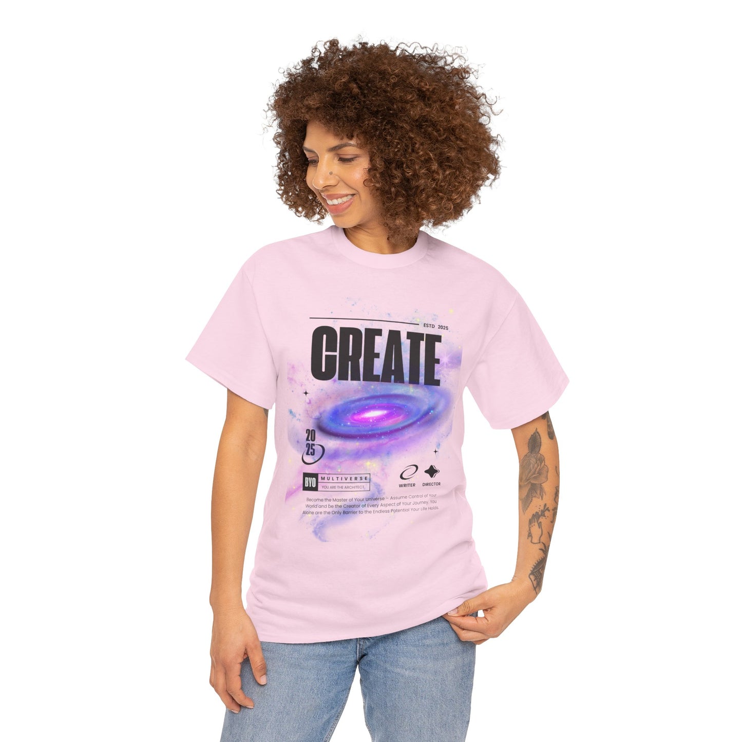 Manifest inspiring create your universe  Unisex Heavy Cotton Tee