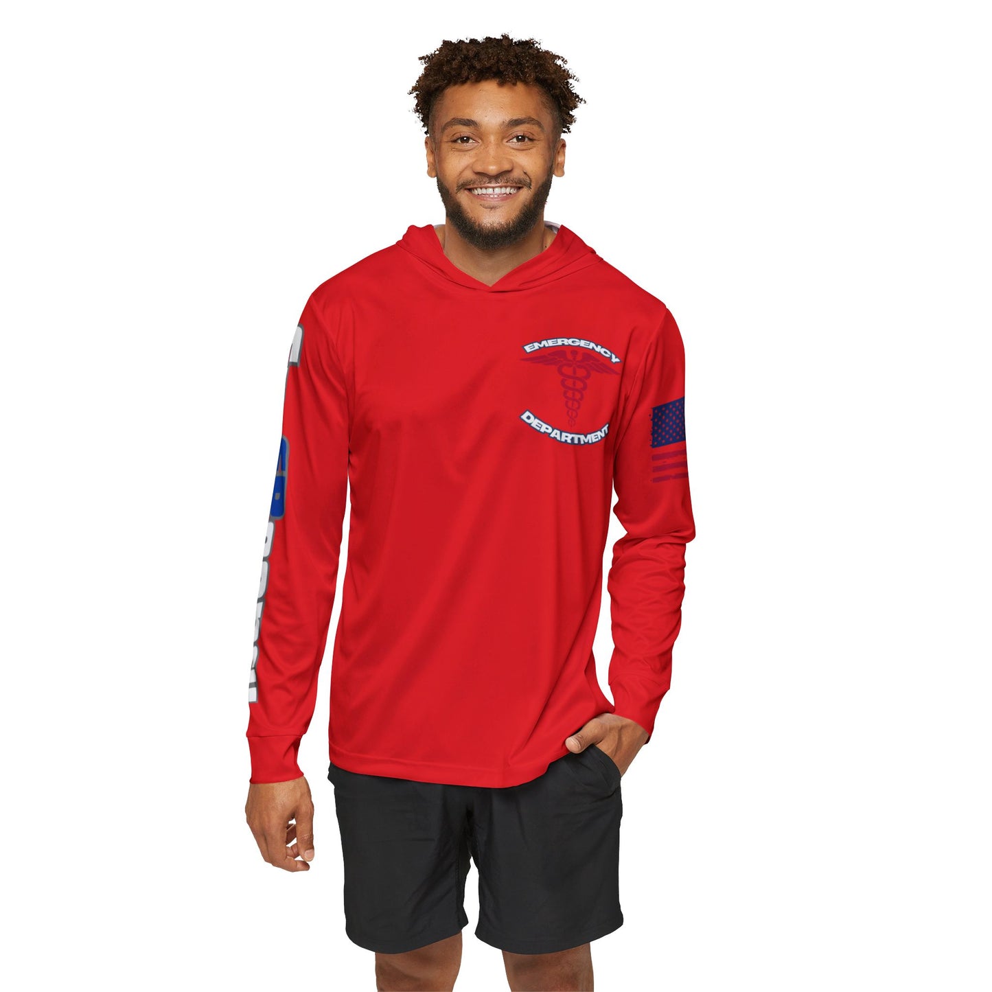 Patriotic Emergency Department Wicking  Sports Warmup Hoodie (AOP)