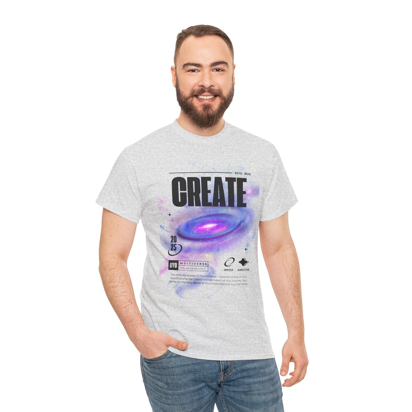 Manifest inspiring create your universe  Unisex Heavy Cotton Tee