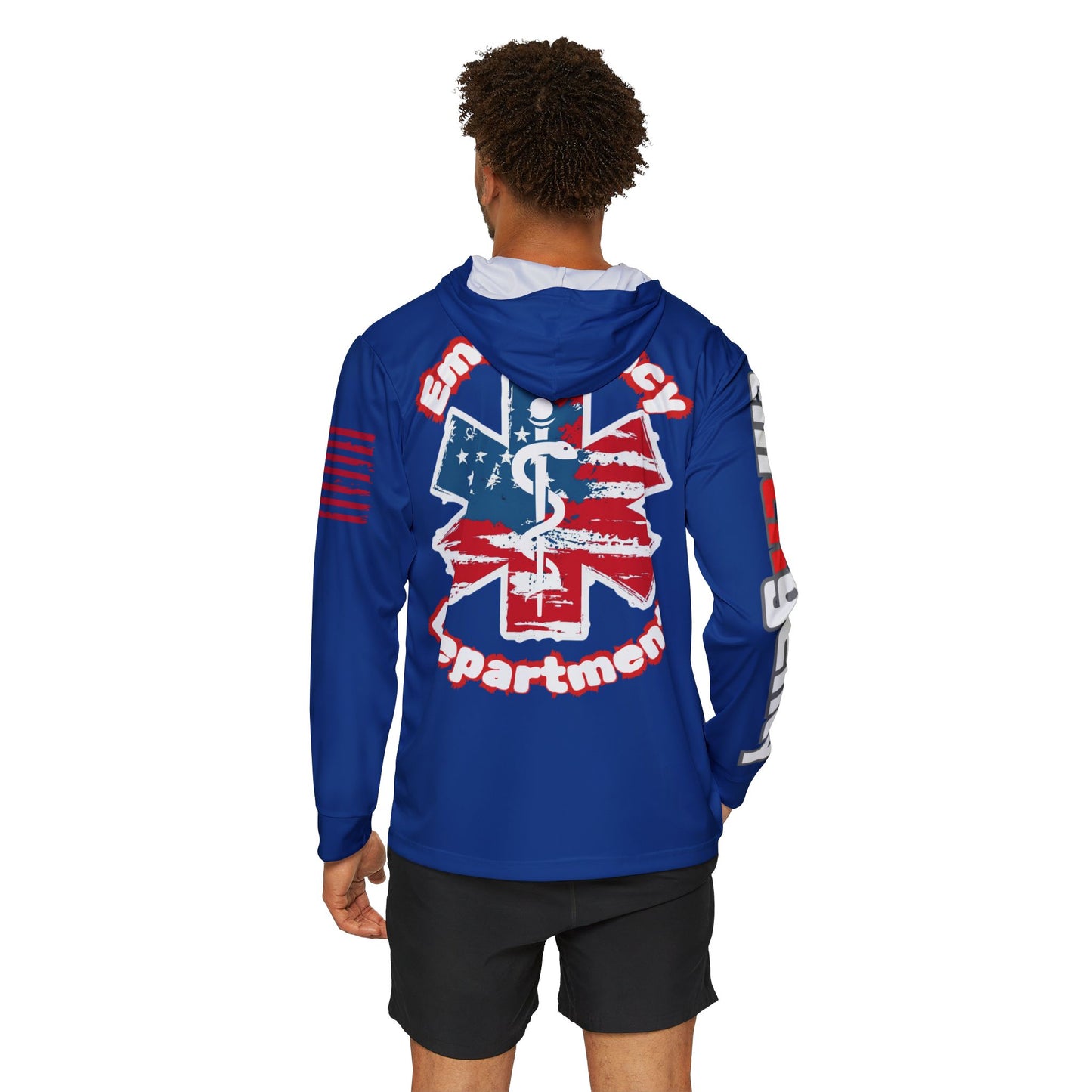 Patriotic Emergency Department Wicking  Sports Warmup Hoodie (AOP)