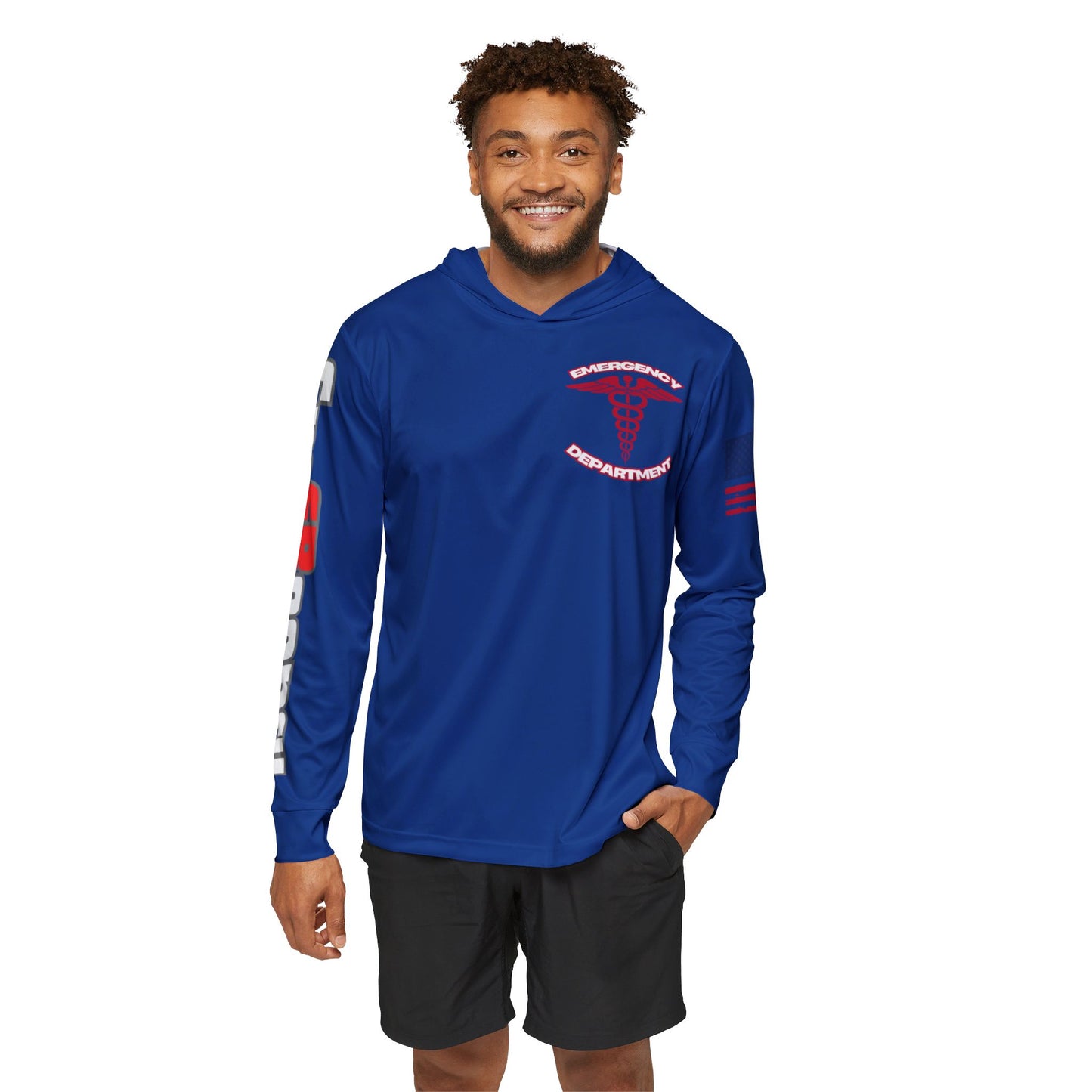Patriotic Emergency Department Wicking  Sports Warmup Hoodie (AOP)