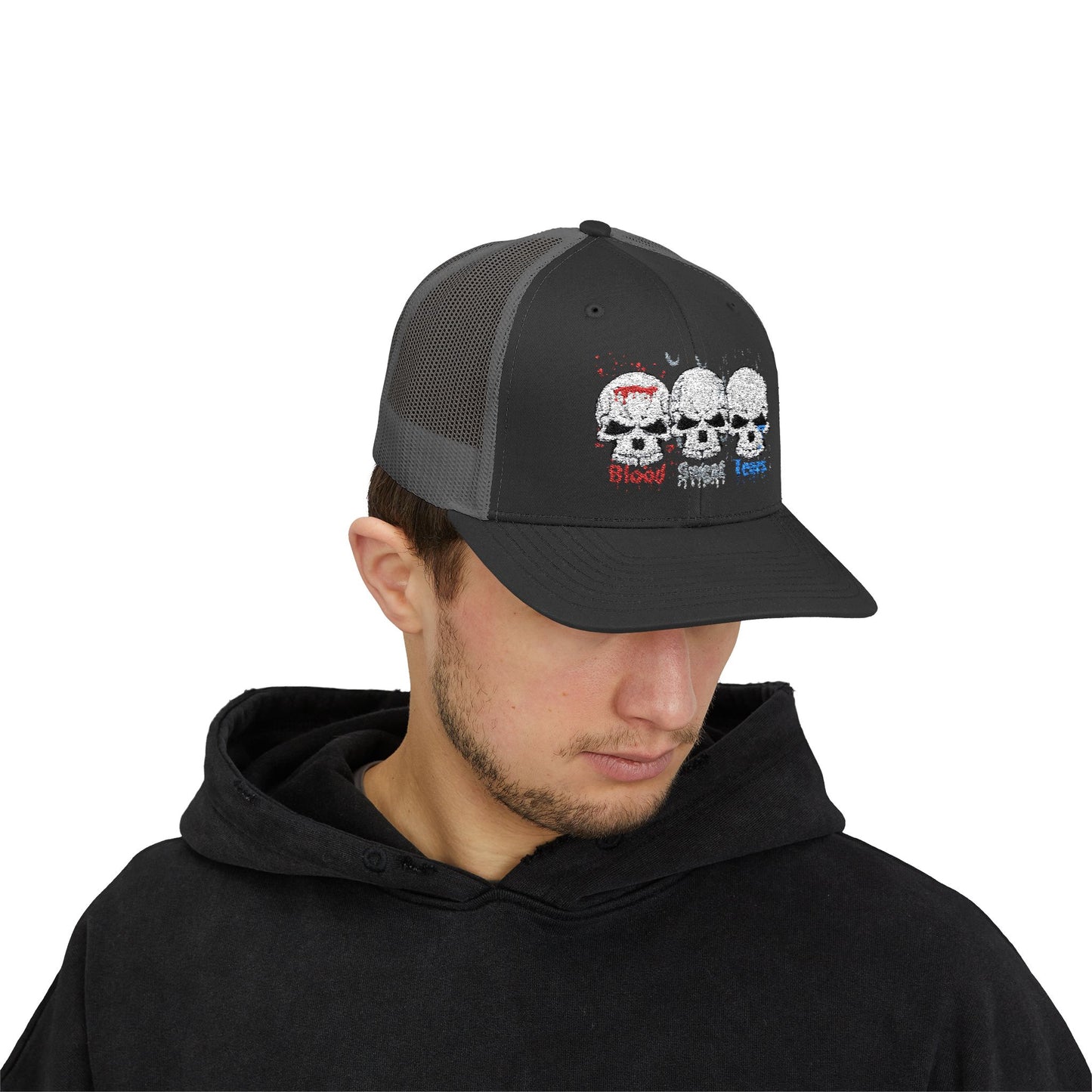 Blood sweat and tears skull Snapback Trucker Cap